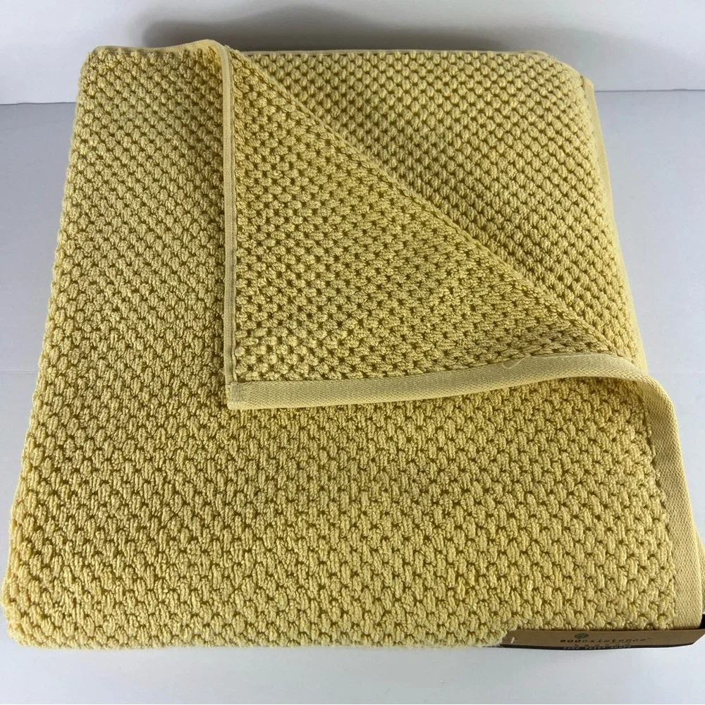 Ecoexistence Bath Towel Set Bamboo Gold Zero Twist Loops Cotton Set of 2 NEW